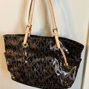 Michael Kors Black and Brown Logo Tote
